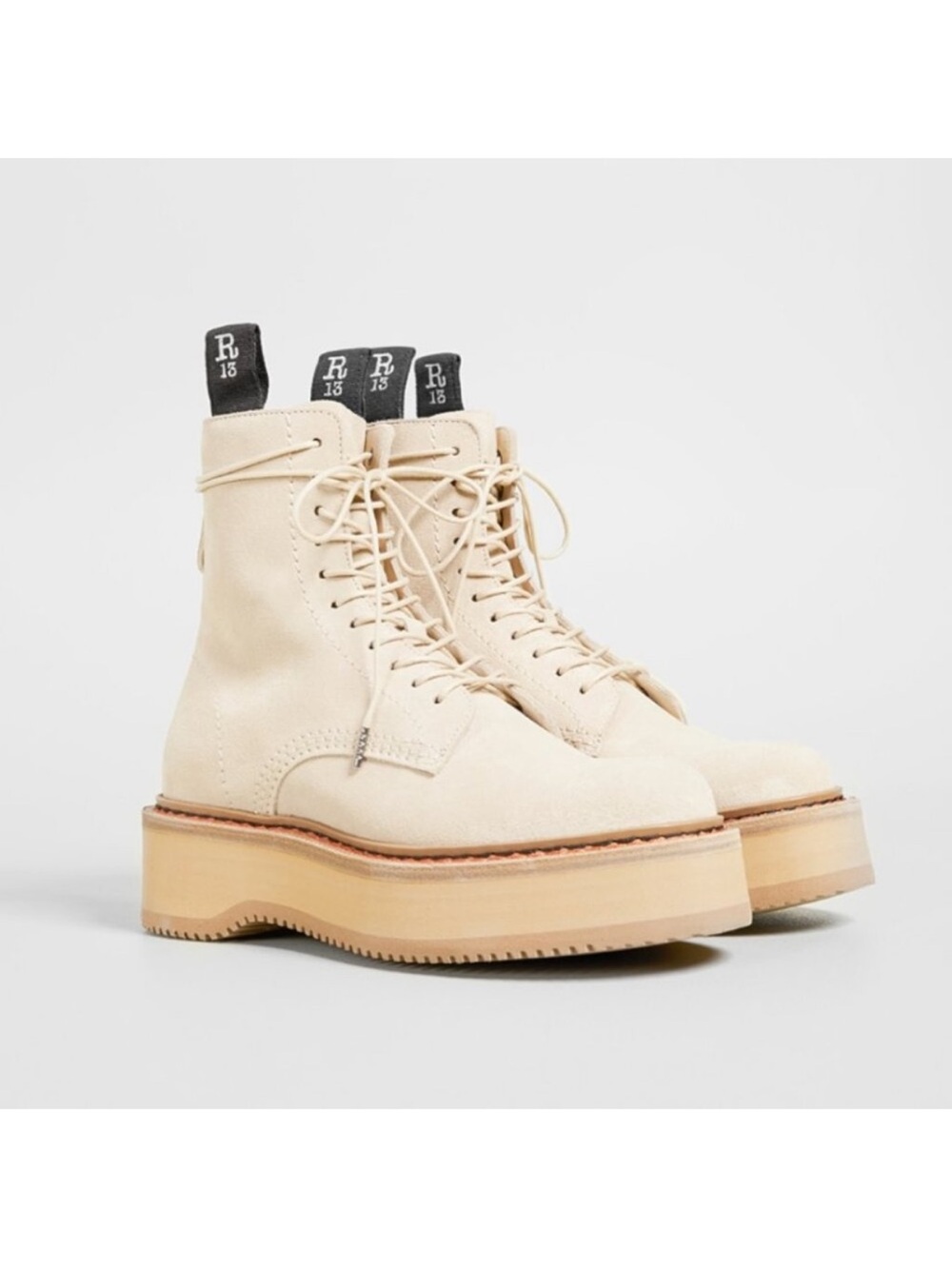 R13 Single Stack Khaki Suede Boots 38